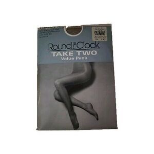 Round The Clock Control Top Ultra Sheer Leg Pantyhose 614 Size A Satin Taupe
